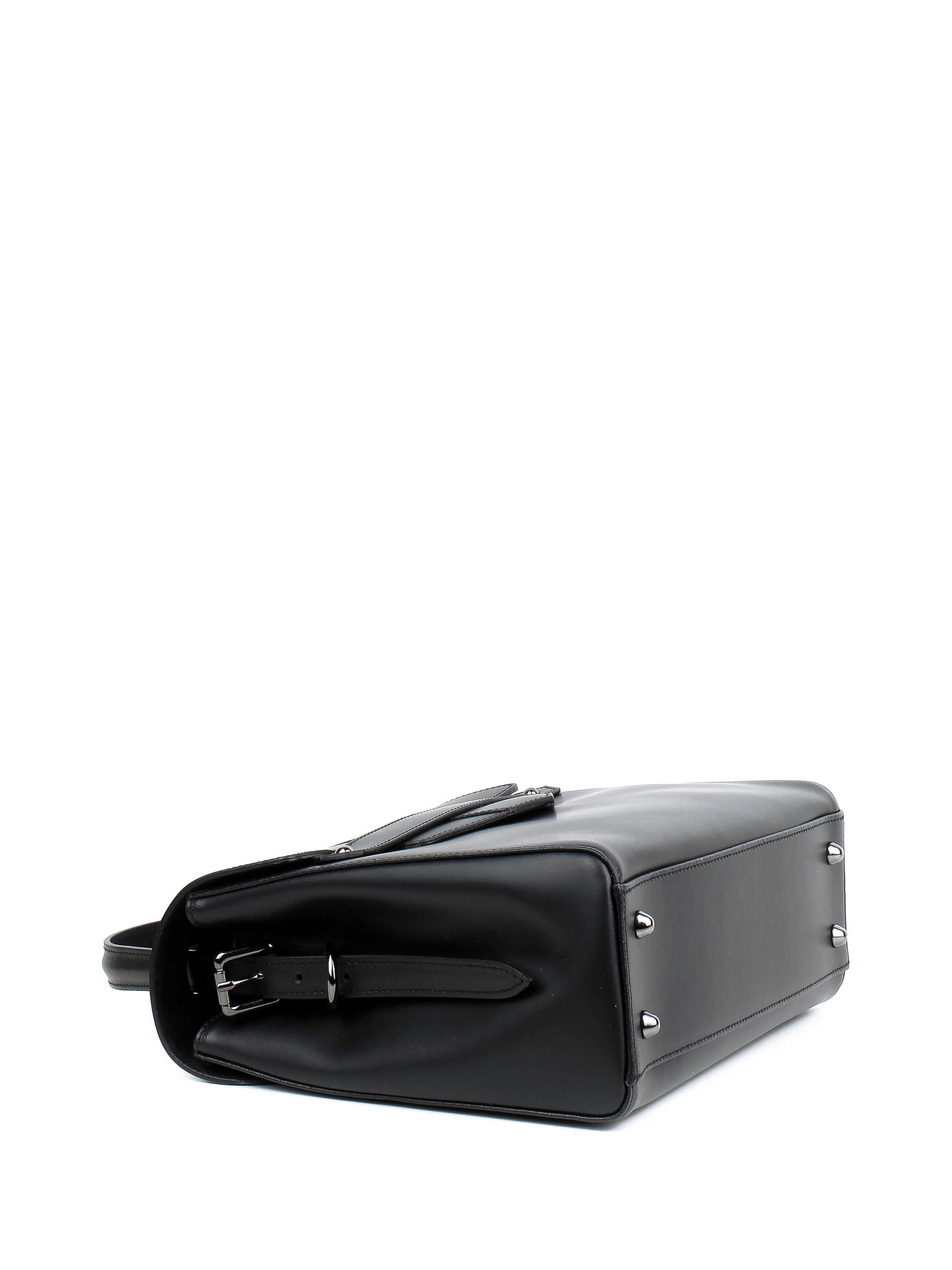 Bolso de mano de piel italiana DIVISI Negro