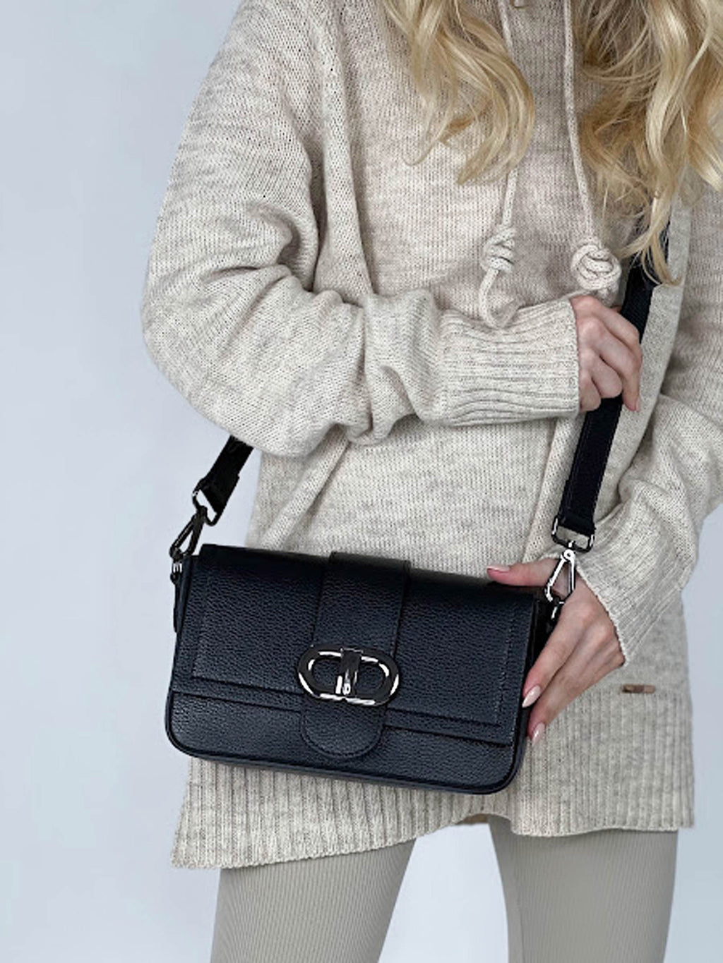 Bandolera de piel italiana Negro 5833-05-32