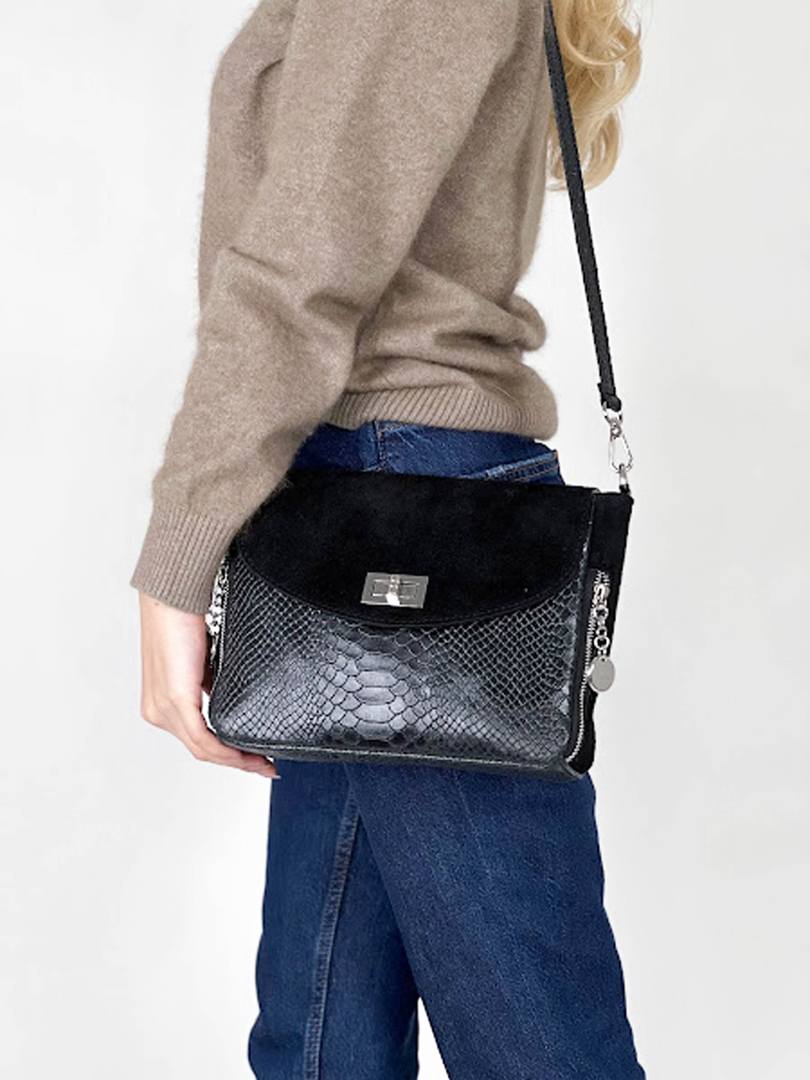 Bandolera de piel italiana Negro 6255-05-48