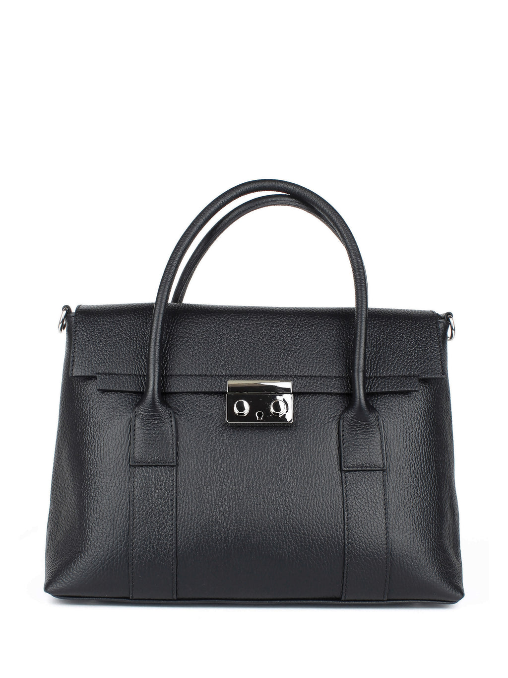 Bolso de mano de piel italiana Armonico Negro