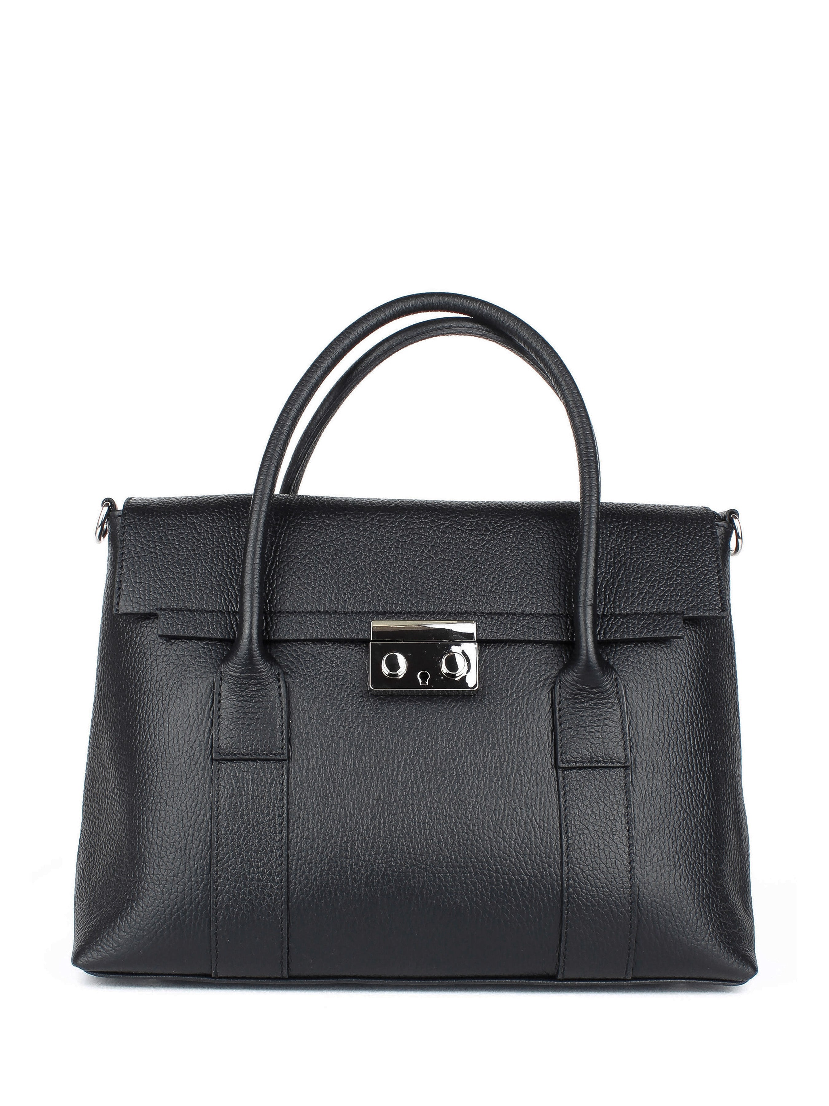 Bolso de mano de piel italiana Armonico Negro