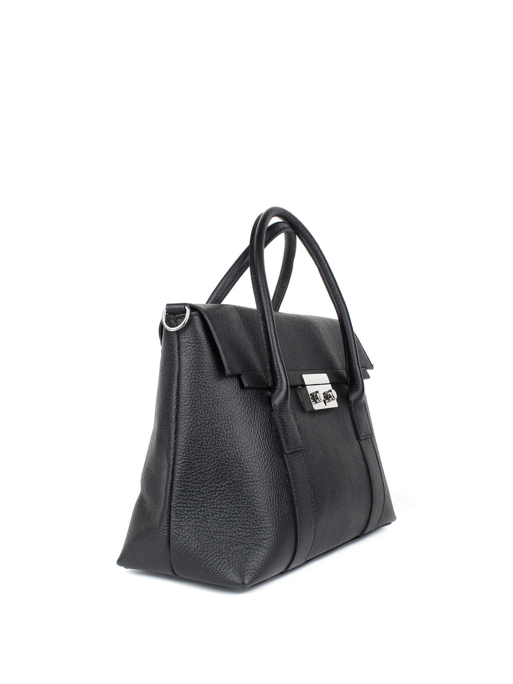 Bolso de mano de piel italiana Armonico Negro
