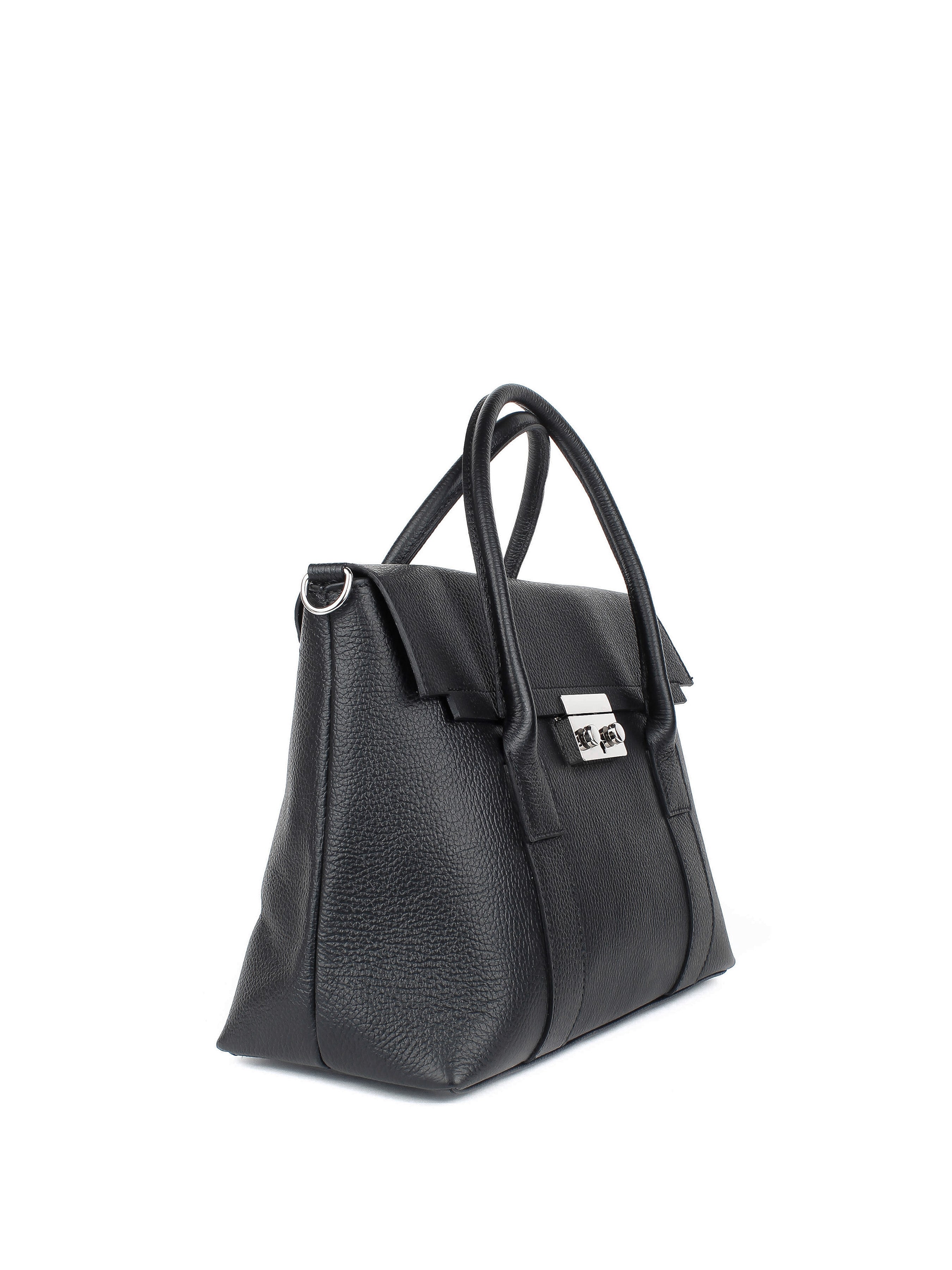 Bolso de mano de piel italiana Armonico Negro