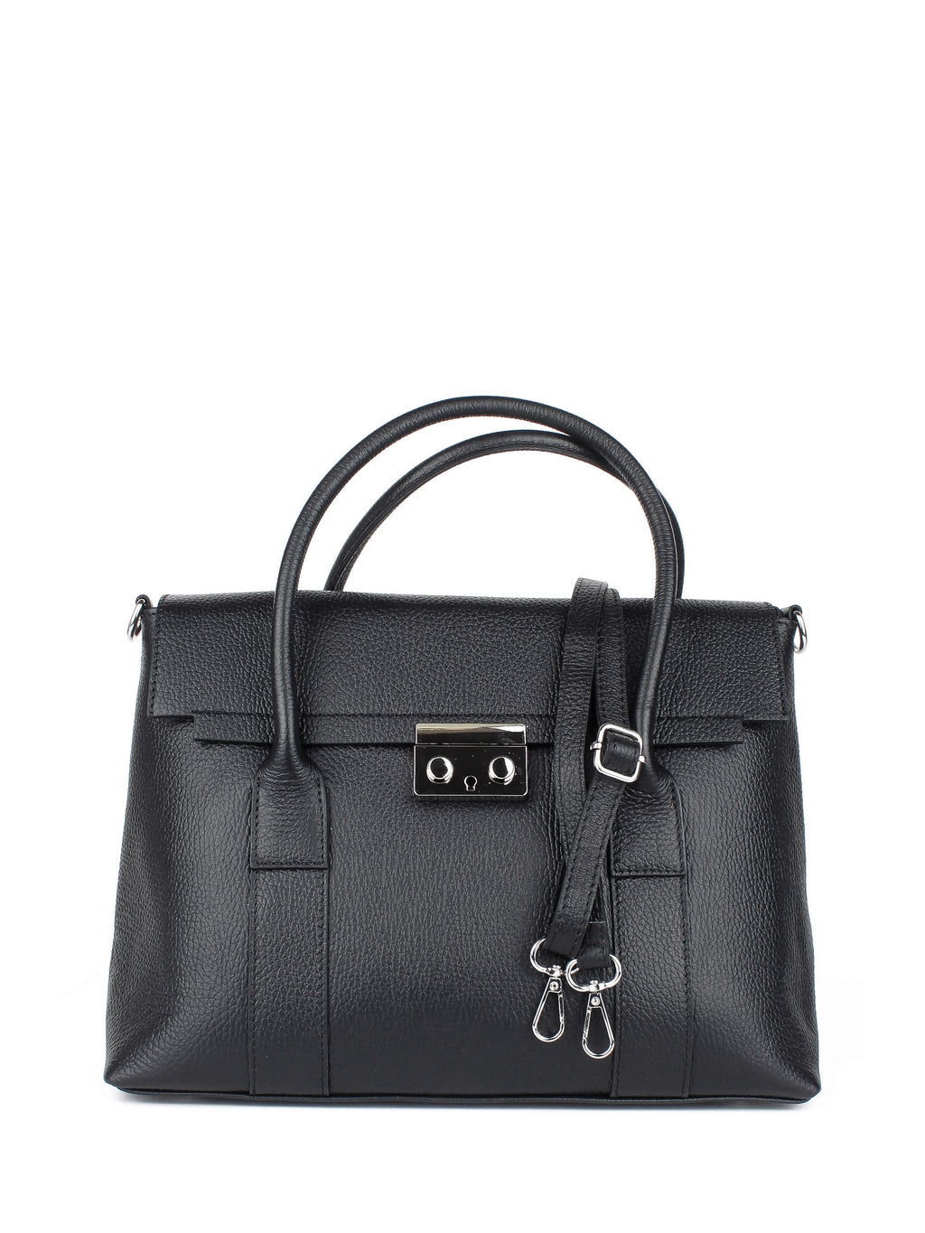 Bolso de mano de piel italiana Armonico Negro