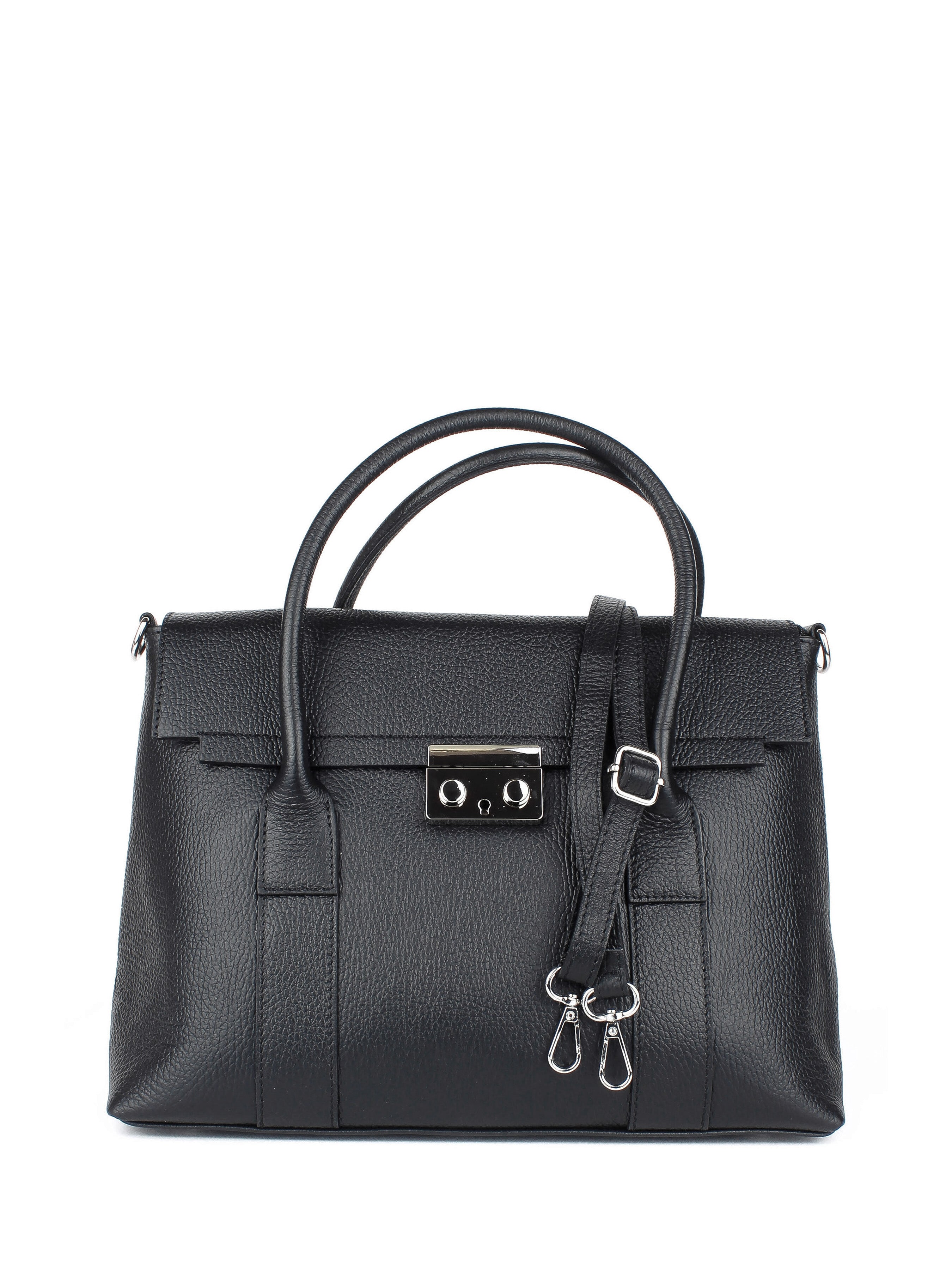 Bolso de mano de piel italiana Armonico Negro