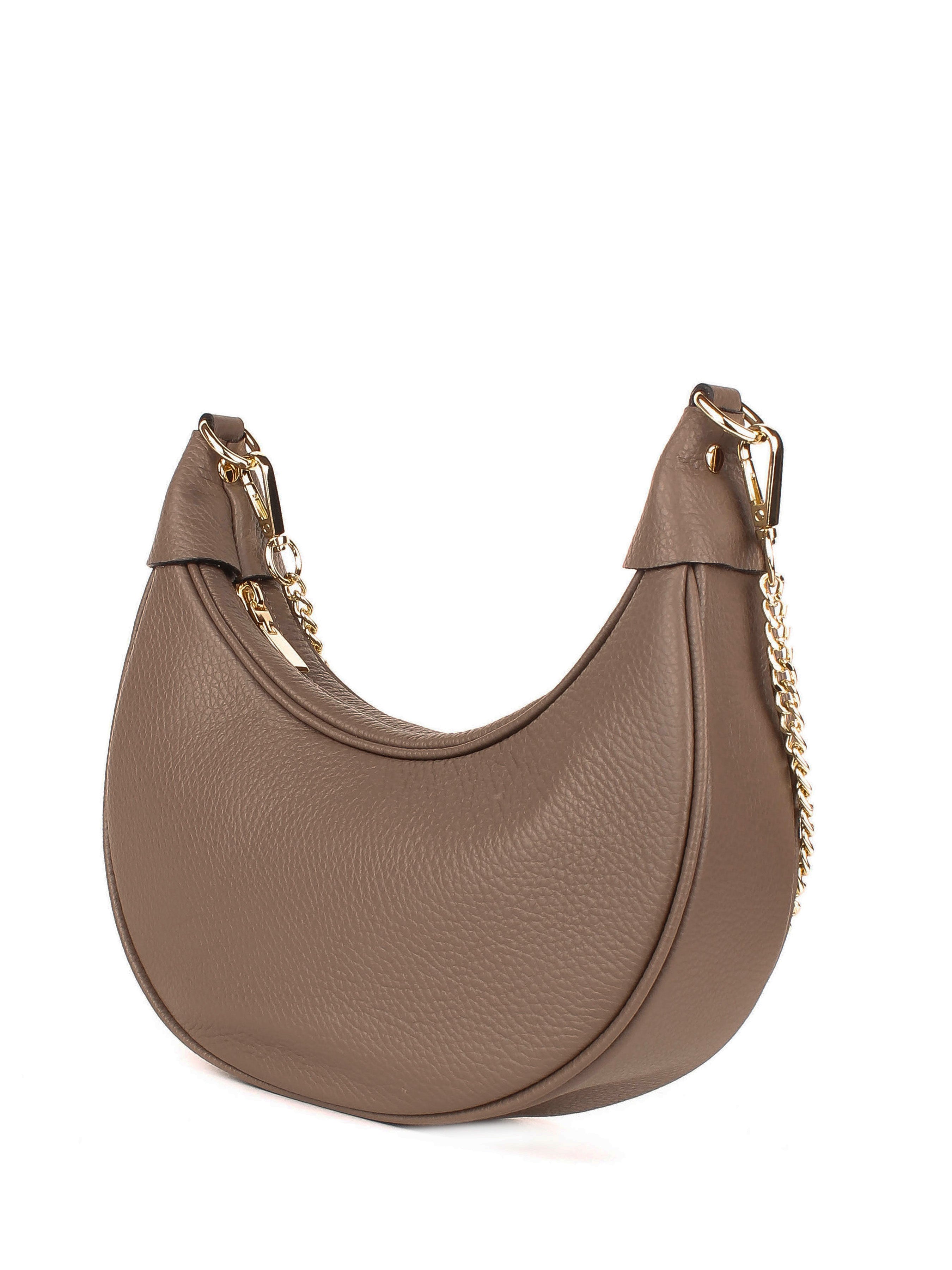 Bolso de hombro de piel italiana Gris, Marrón 5100-104-32