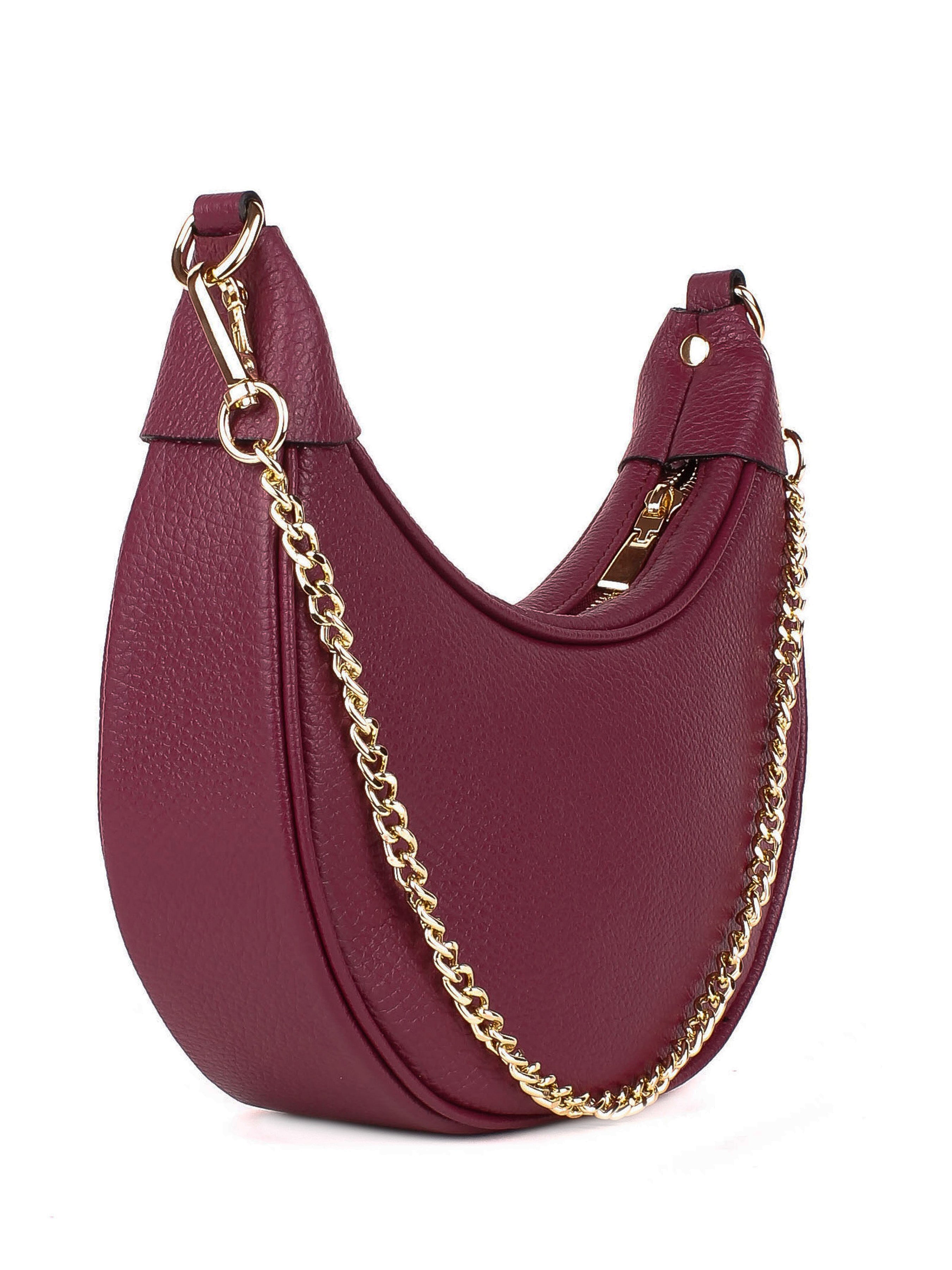 Bolso de hombro de piel italiana Borgoña 5100-103-32
