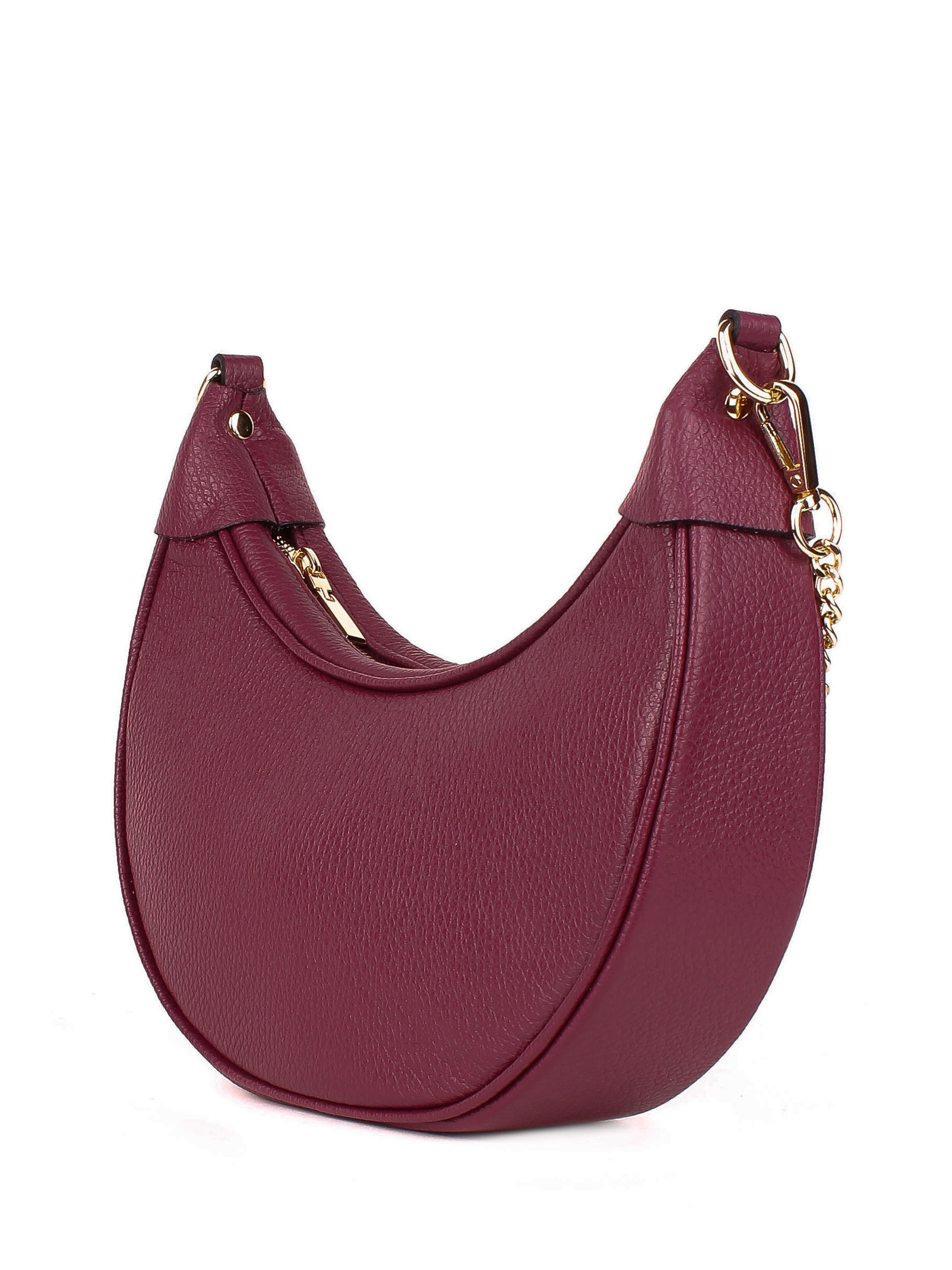 Bolso de hombro de piel italiana Borgoña 5100-103-32