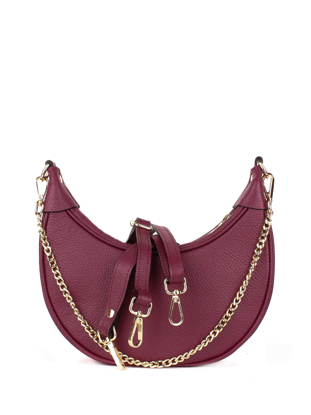 Bolso de hombro de piel italiana Borgoña 5100-103-32