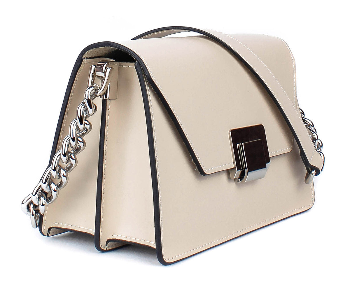 Bandolera de piel italiana Beige 1803-11-31