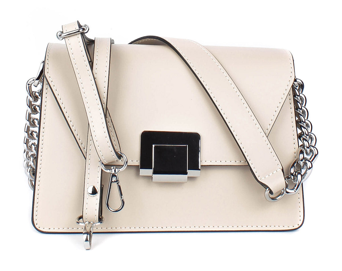 Bandolera de piel italiana Beige 1803-11-31