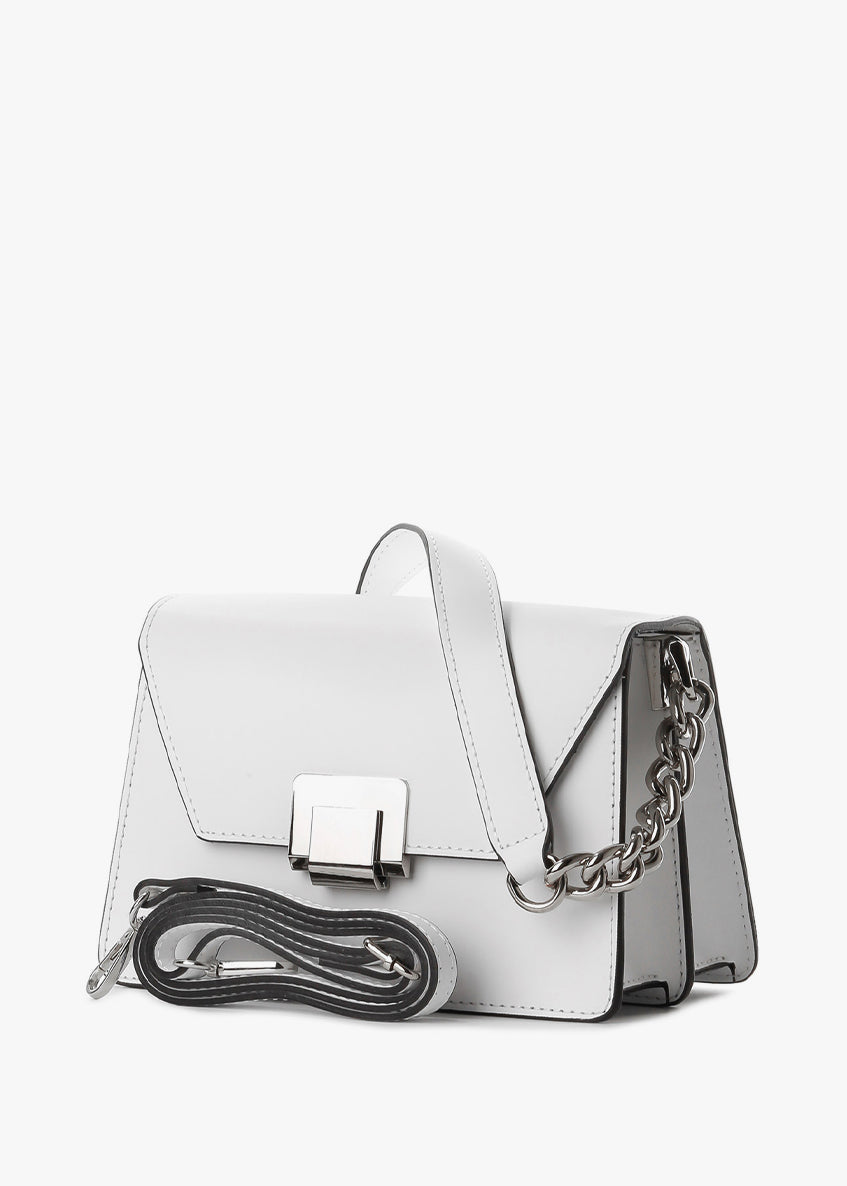 Bandolera de piel italiana Blanco 1803-16-31