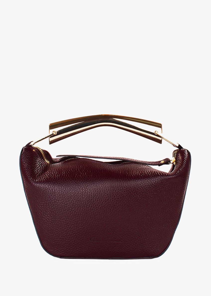 Bolso de hombro de piel italiana Borgoña 7142-103-32