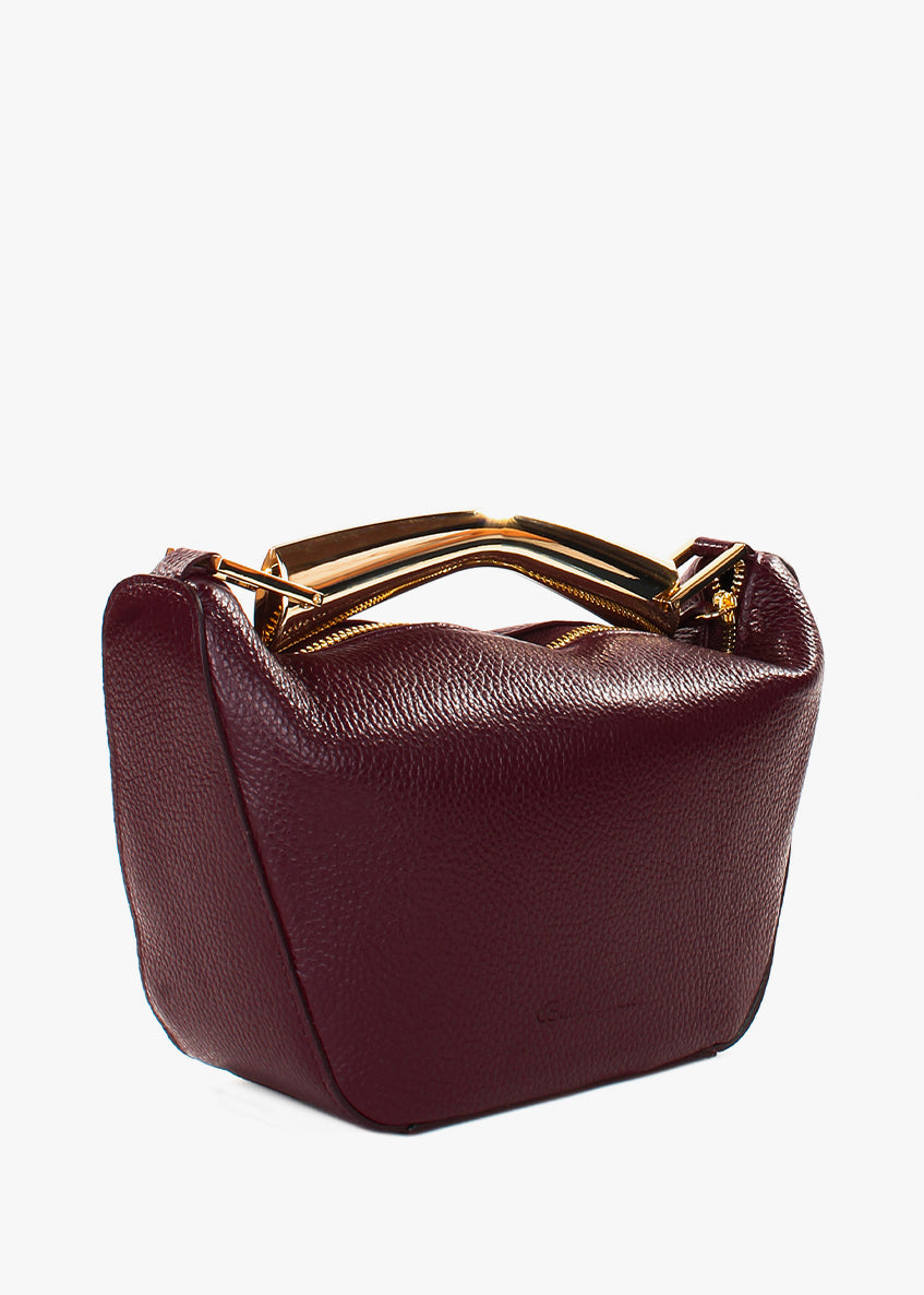Bolso de hombro de piel italiana Borgoña 7142-103-32