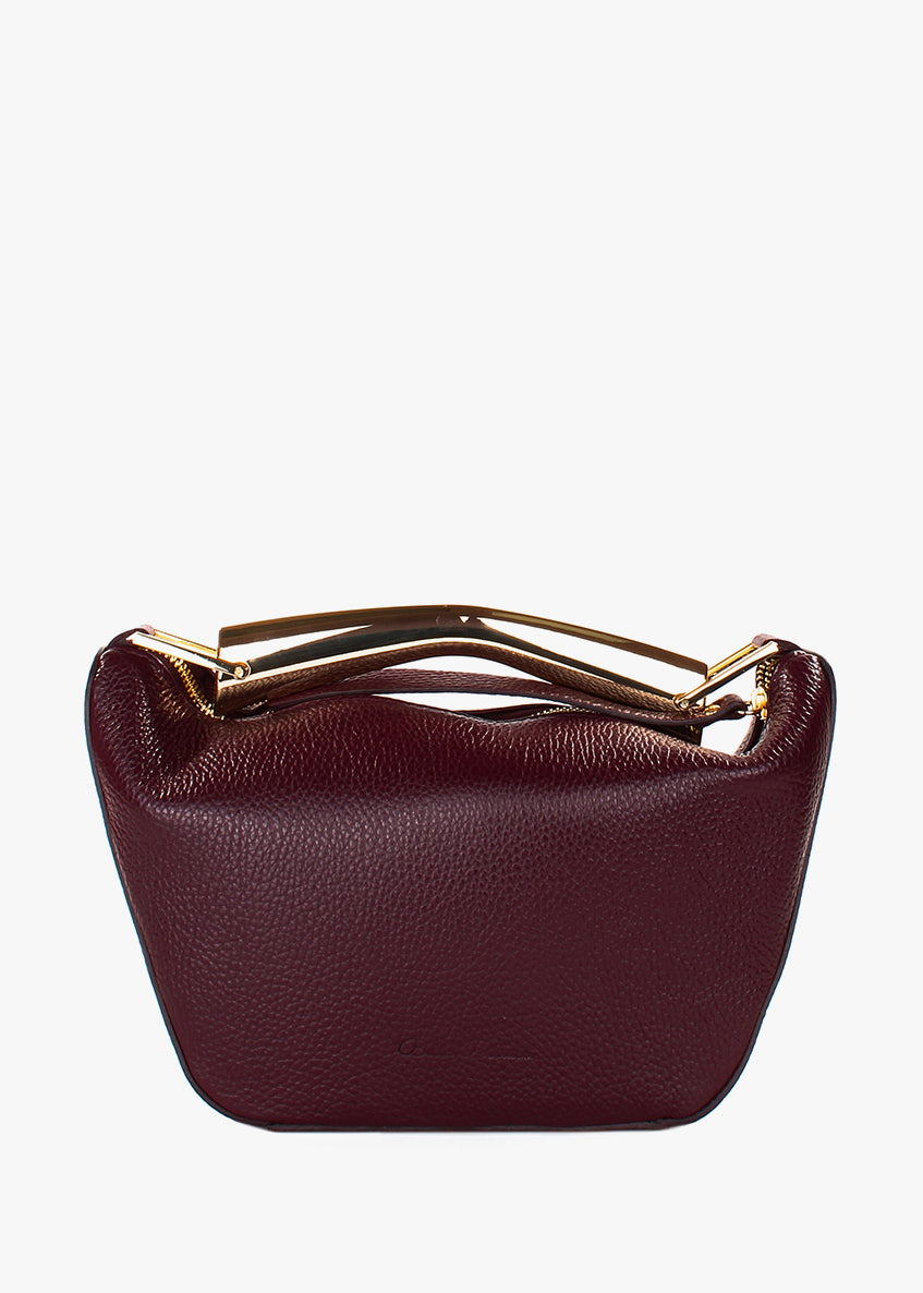 Bolso de hombro de piel italiana Borgoña 7142-103-32