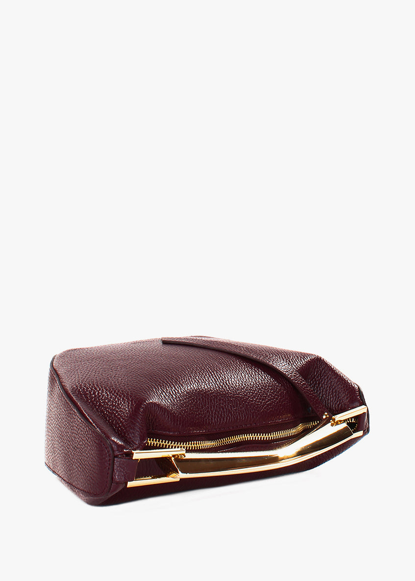 Bolso de hombro de piel italiana Borgoña 7142-103-32