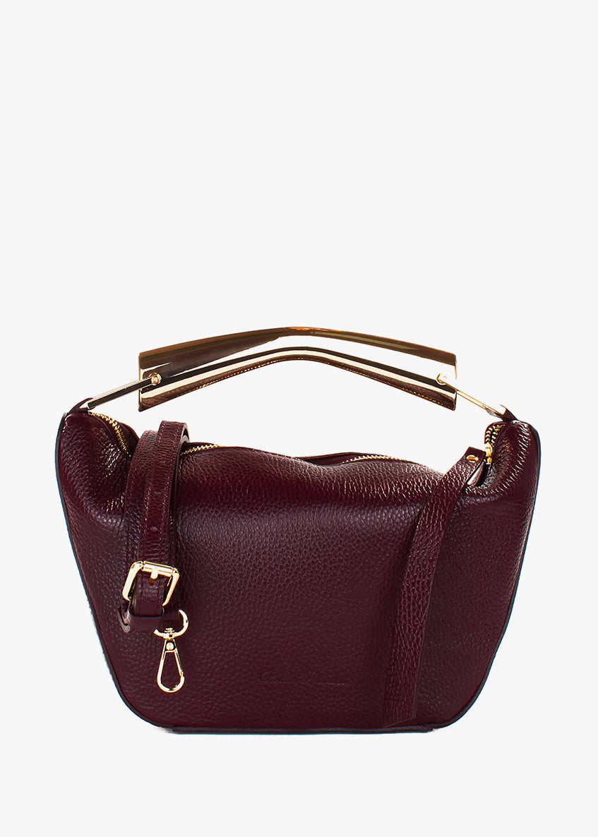 Bolso de hombro de piel italiana Borgoña 7142-103-32