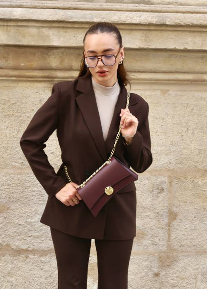 Bandolera de piel italiana Borgoña 4230-103-31