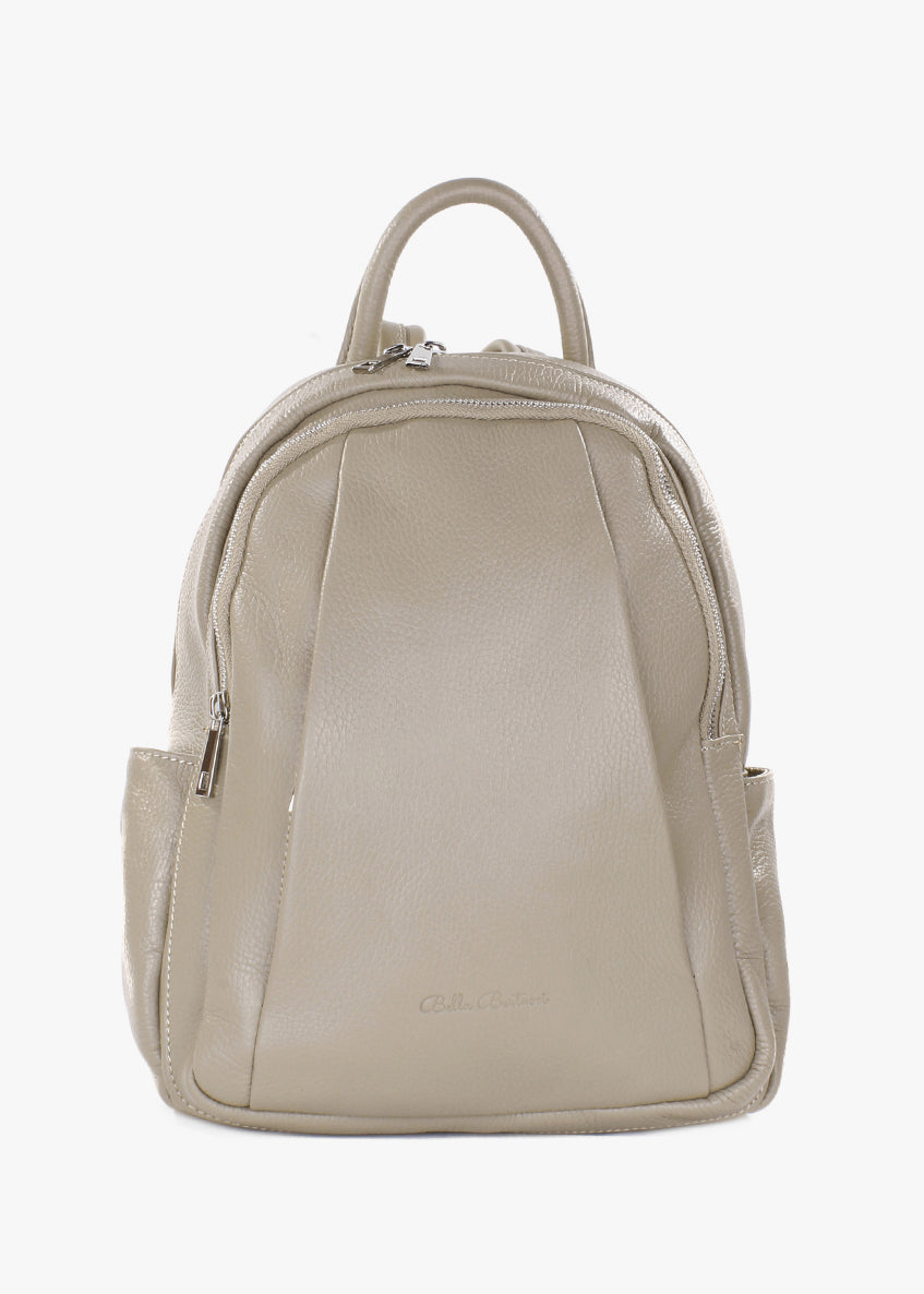 Mochila de piel italiana Beige 1619-11-32
