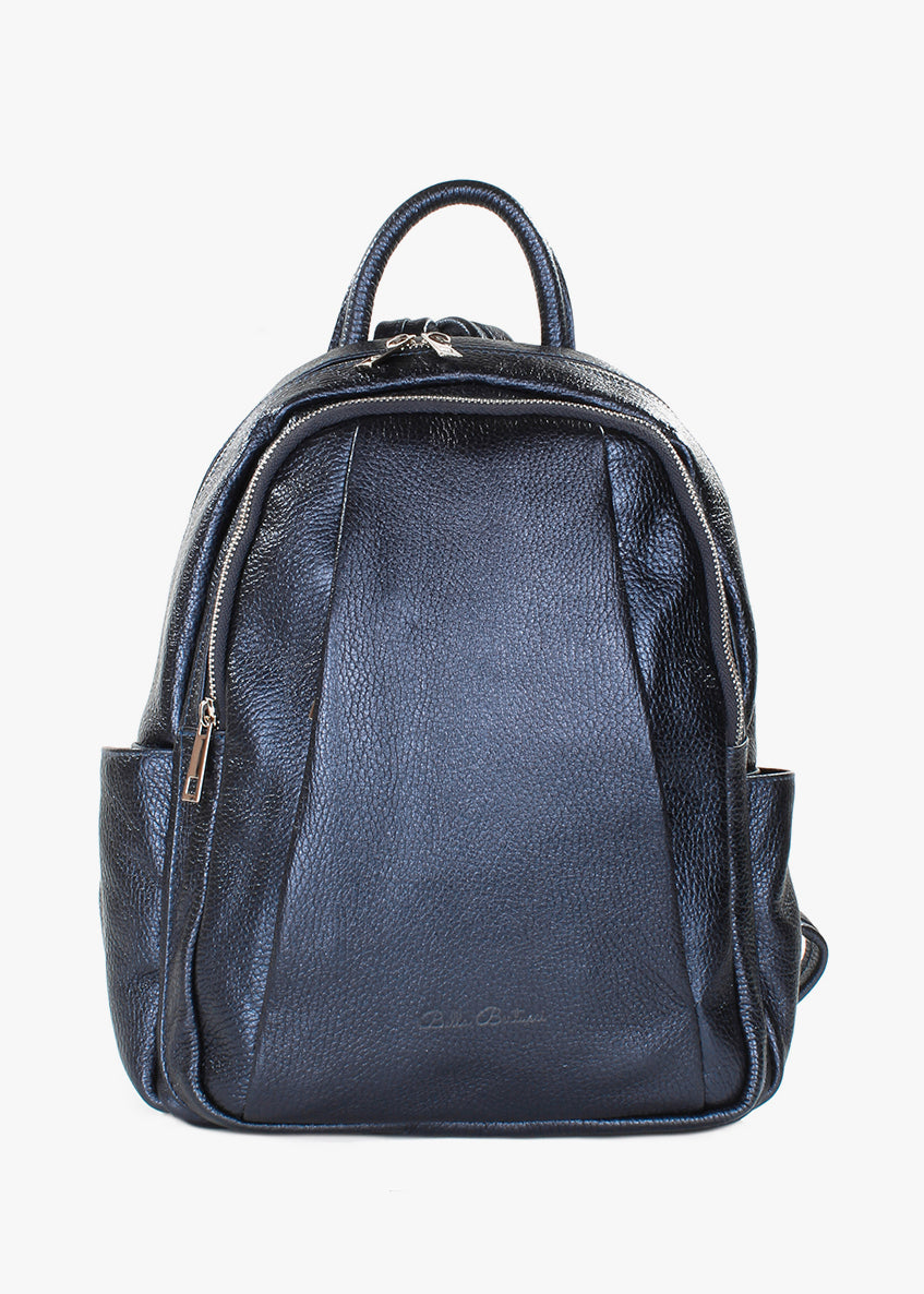 Mochila de piel italiana Azul, Perla 1619-25-32