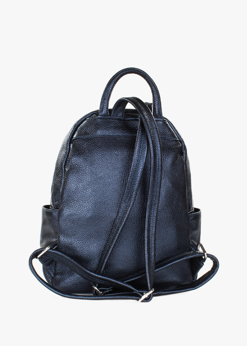 Mochila de piel italiana Azul, Perla 1619-25-32