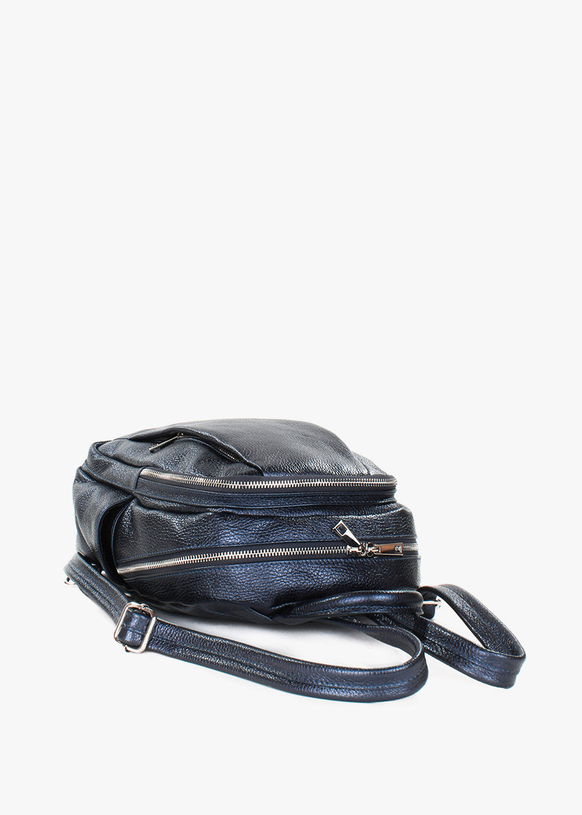 Mochila de piel italiana Azul, Perla 1619-25-32