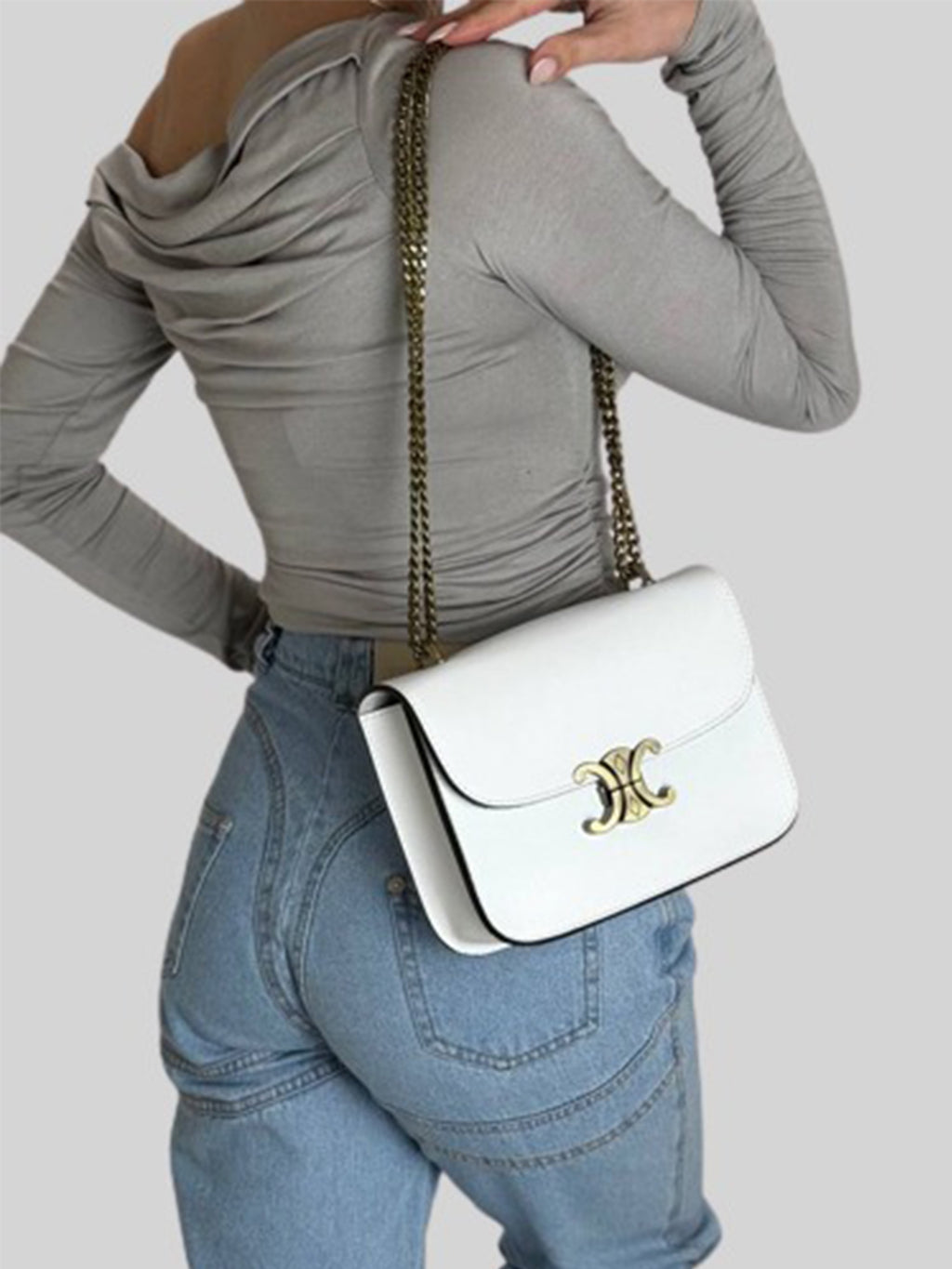 Bandolera de piel italiana Blanco 4423-16-33