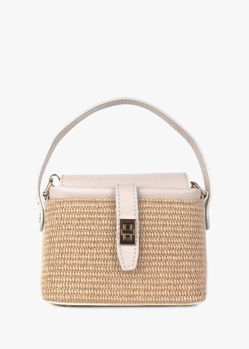 Bolso de mano de piel italiana Beige 6611-11-32