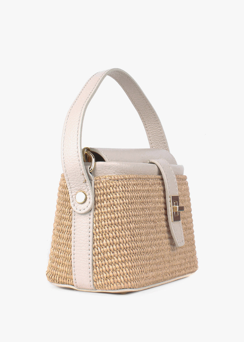 Bolso de mano de piel italiana Beige 6611-11-32