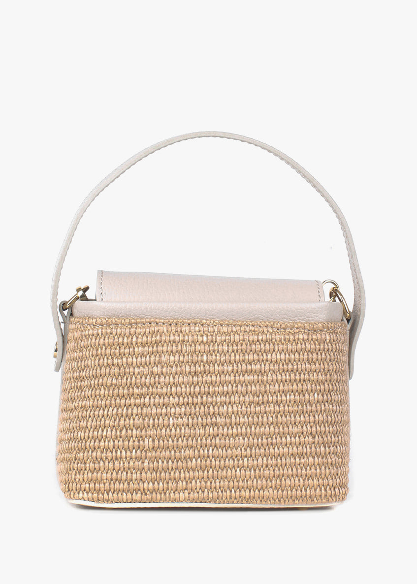 Bolso de mano de piel italiana Beige 6611-11-32