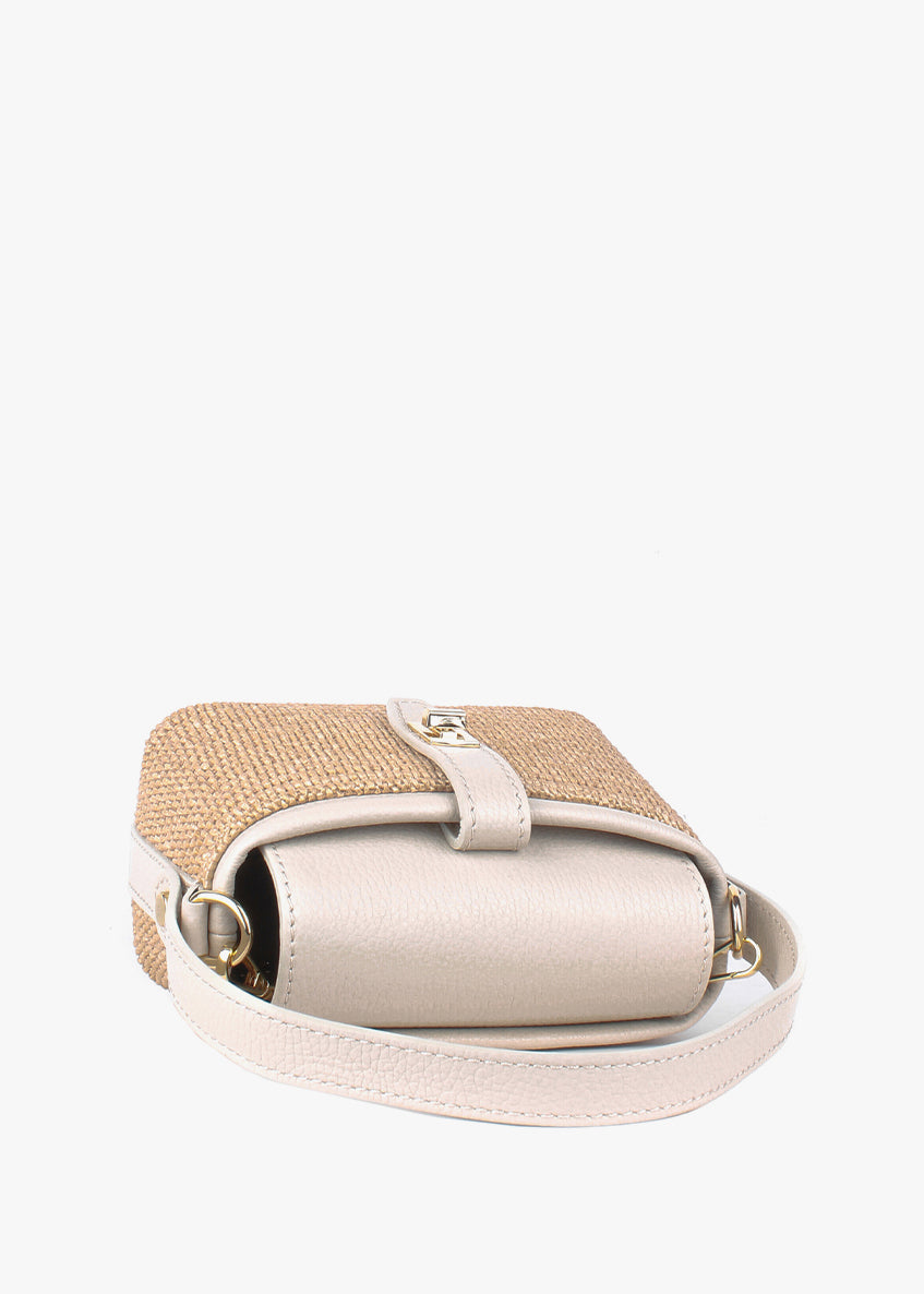 Bolso de mano de piel italiana Beige 6611-11-32