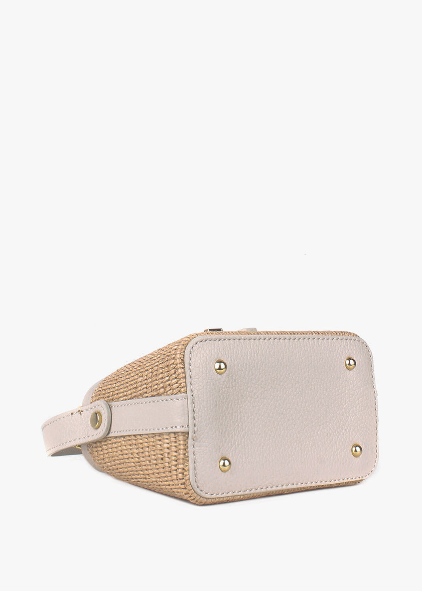 Bolso de mano de piel italiana Beige 6611-11-32
