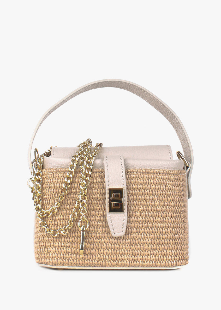 Bolso de mano de piel italiana Beige 6611-11-32