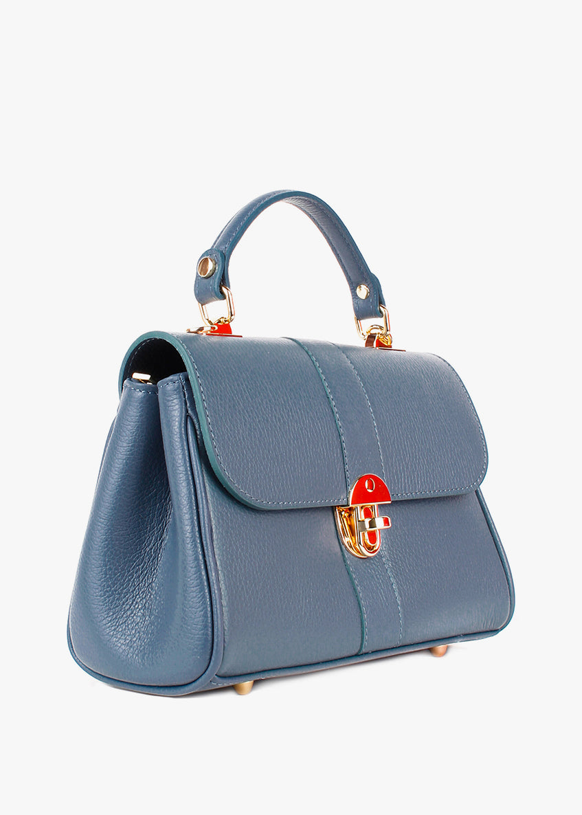 Bolso de mano de piel italiana Темно блакитний 4222-97-32