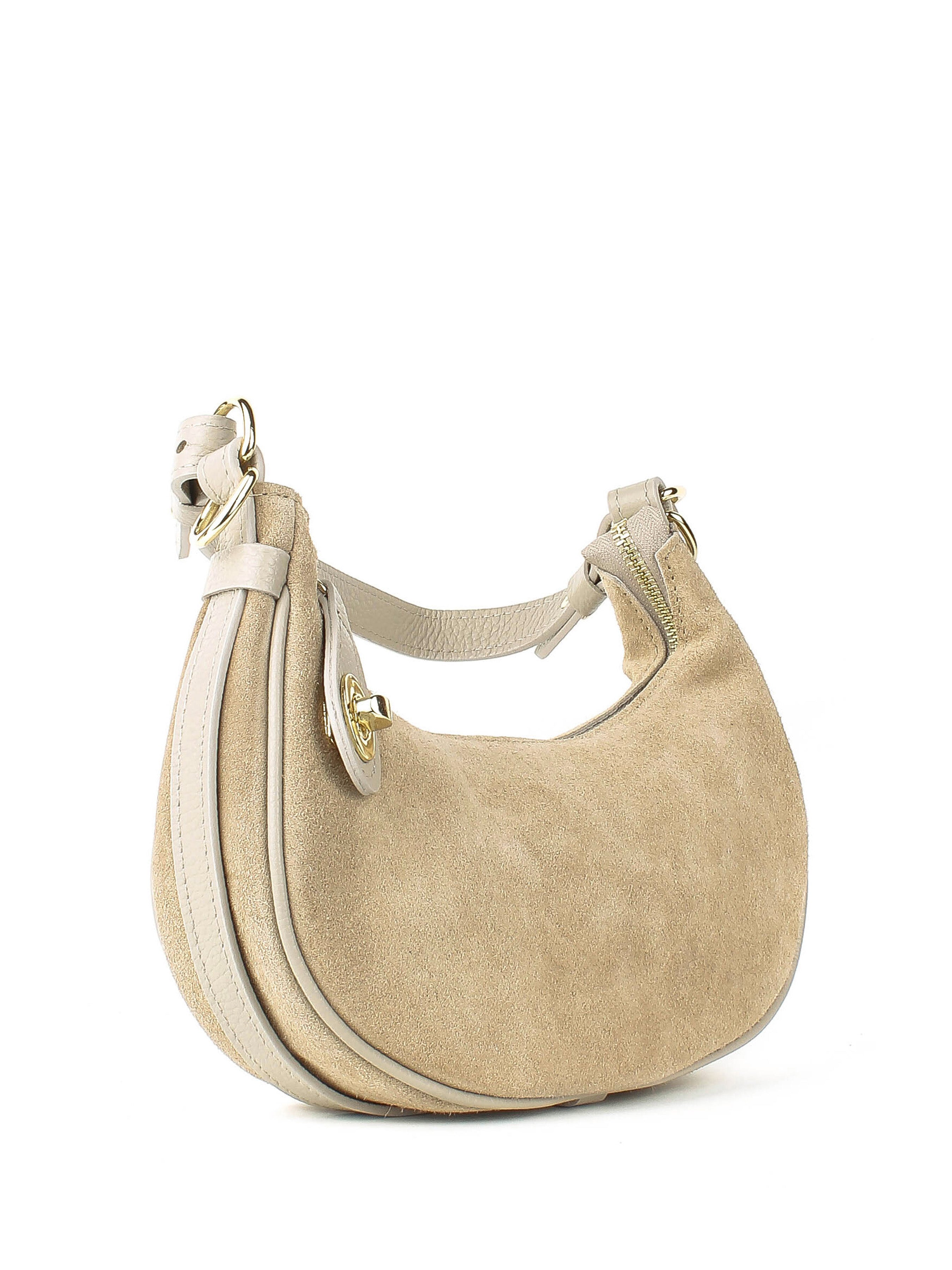 Bolso de hombro de piel italiana Beige 4141-11-47