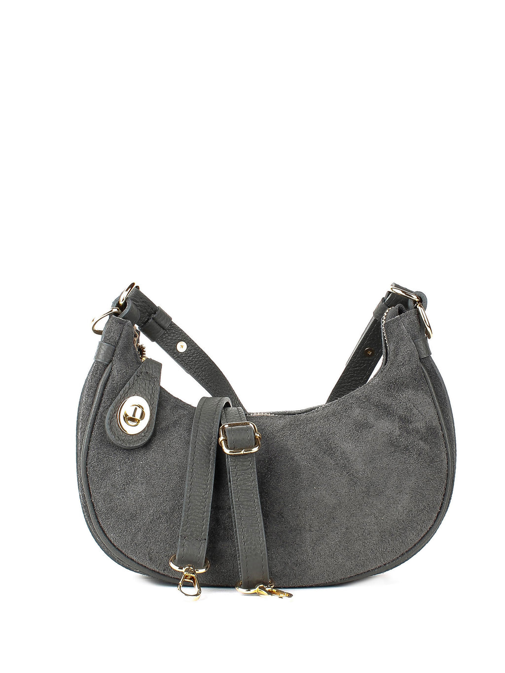 Bolso de hombro de piel italiana Gris 4141-27-47