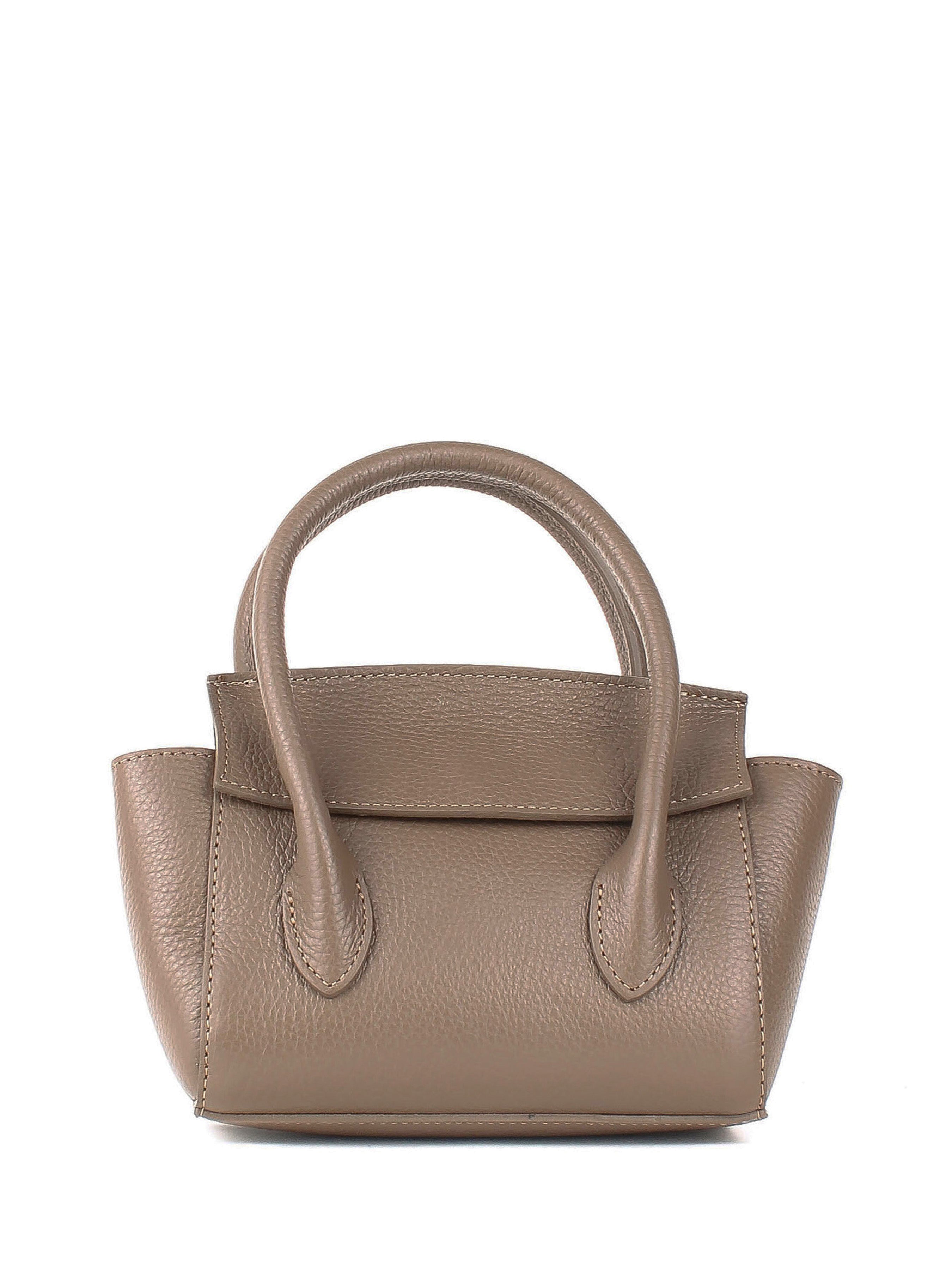 Bolso de mano de piel italiana Gris, Marrón 3458-104-32