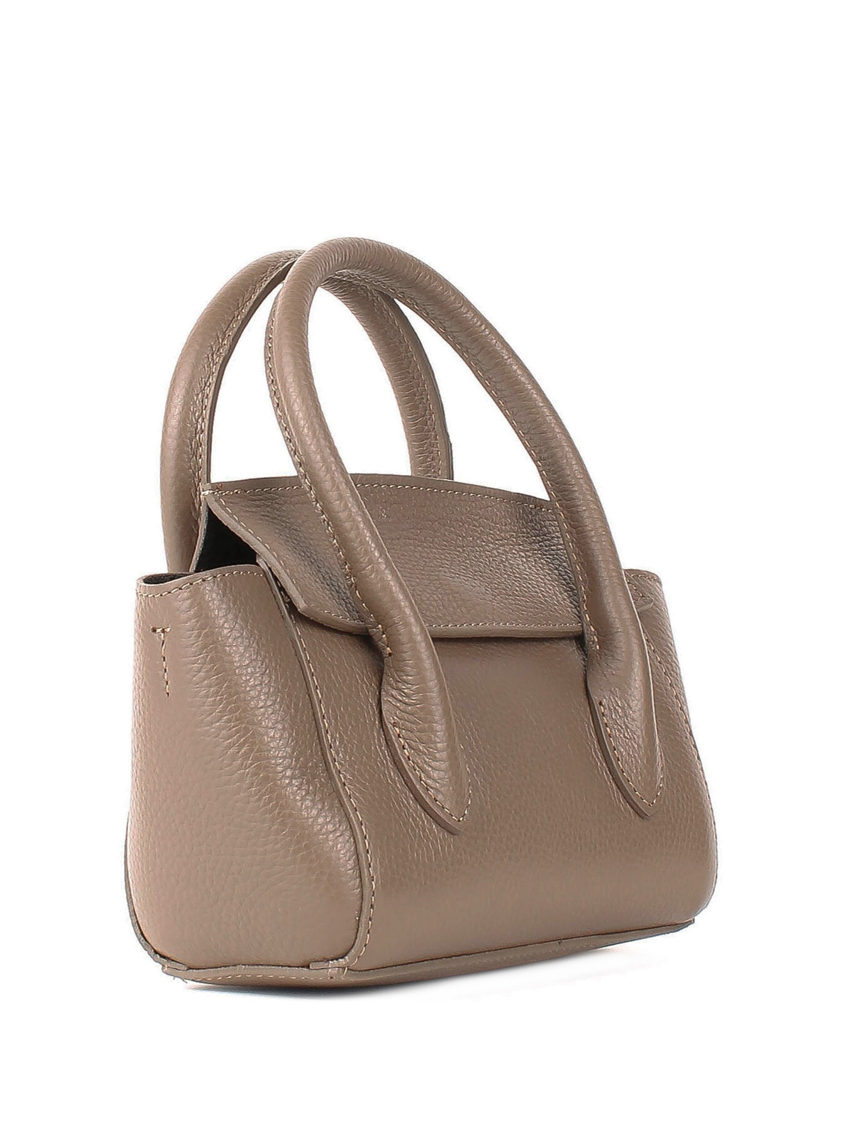 Bolso de mano de piel italiana Gris, Marrón 3458-104-32