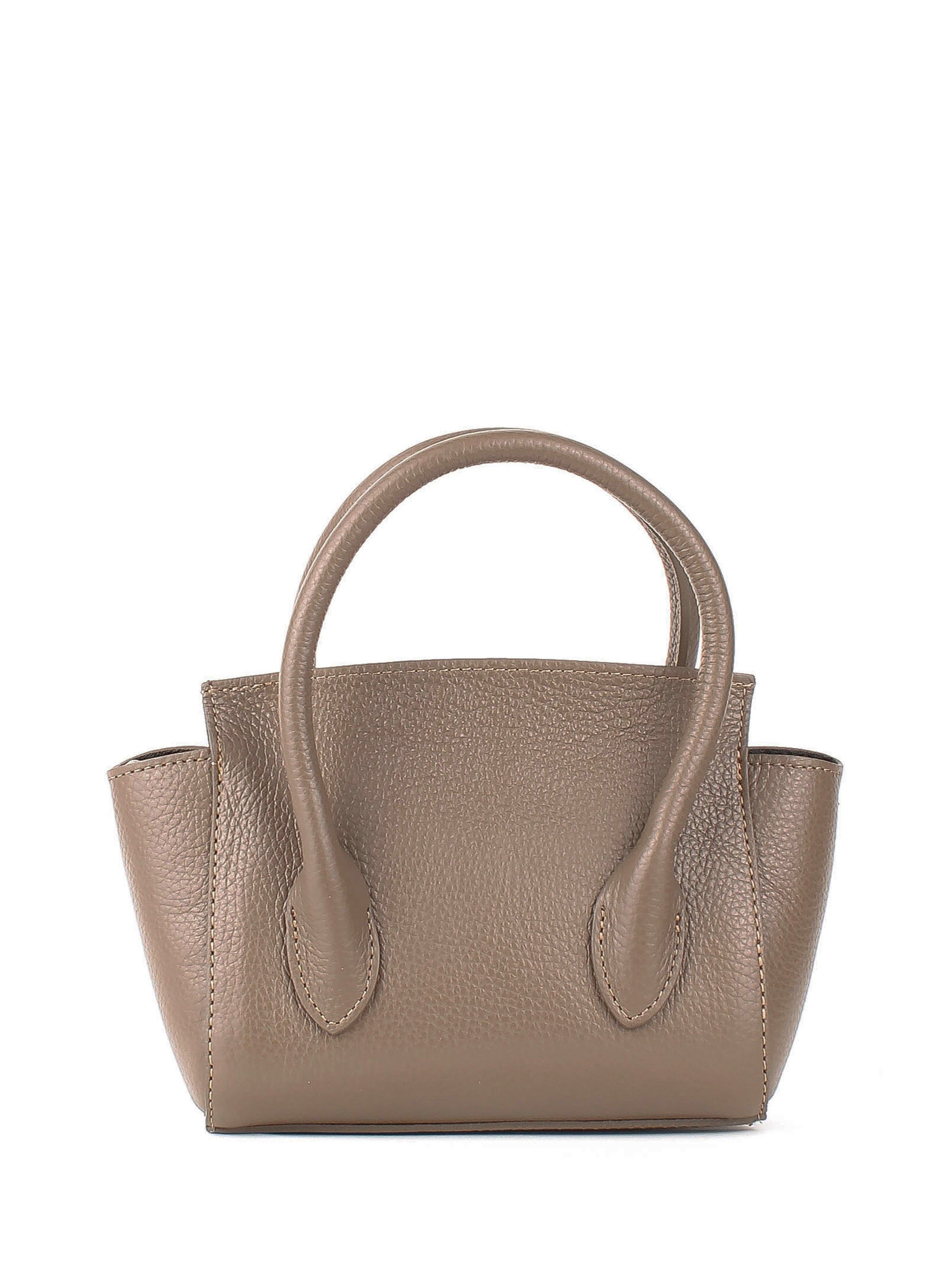 Bolso de mano de piel italiana Gris, Marrón 3458-104-32