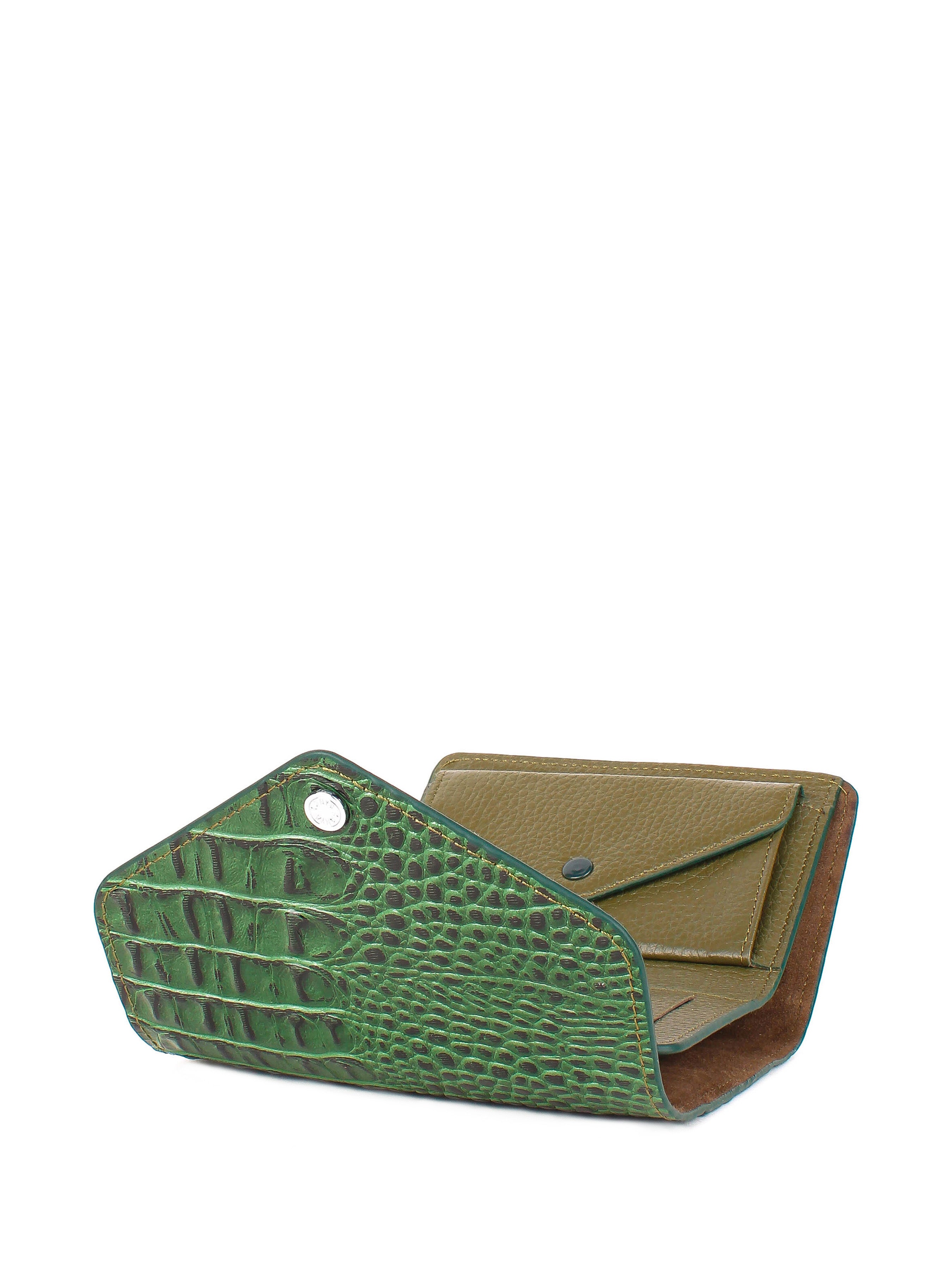 Cartera de piel italiana Verde 1178-544