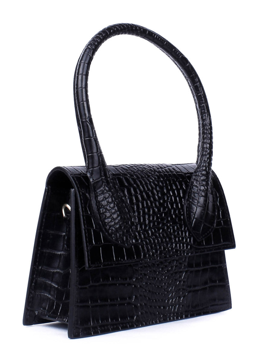 Bolso de mano de piel italiana GENA Negro