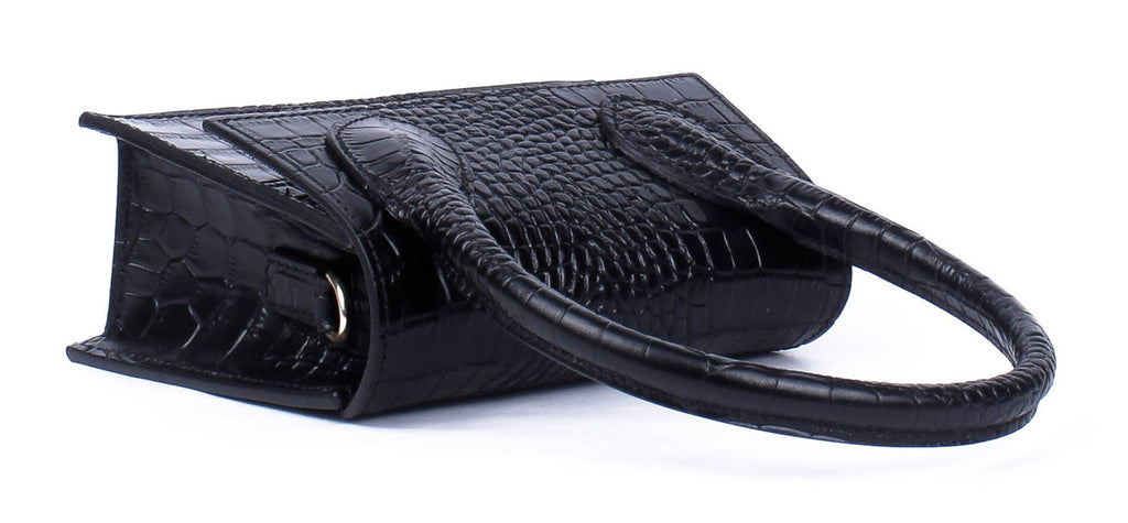 Bolso de mano de piel italiana GENA Negro