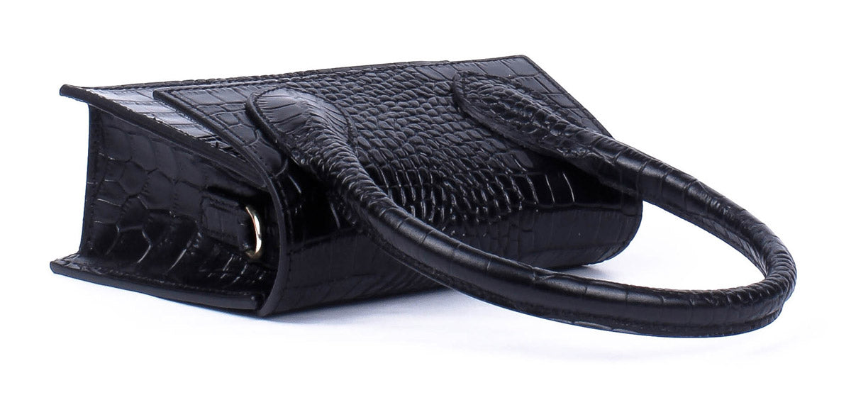 Bolso de mano de piel italiana GENA Negro