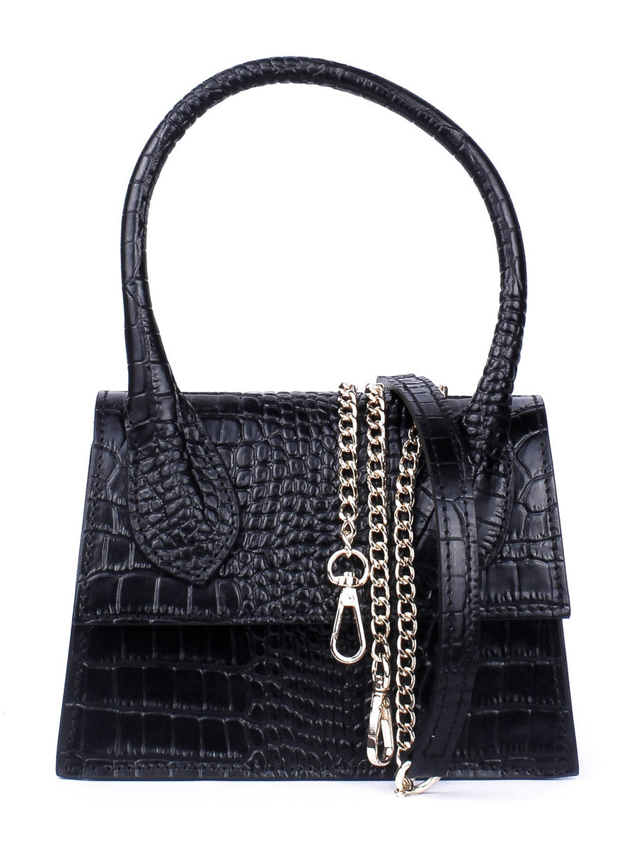 Bolso de mano de piel italiana GENA Negro