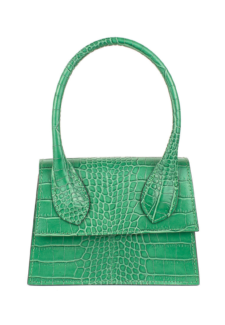 Bolso de mano de piel italiana Verde 2908-08-36