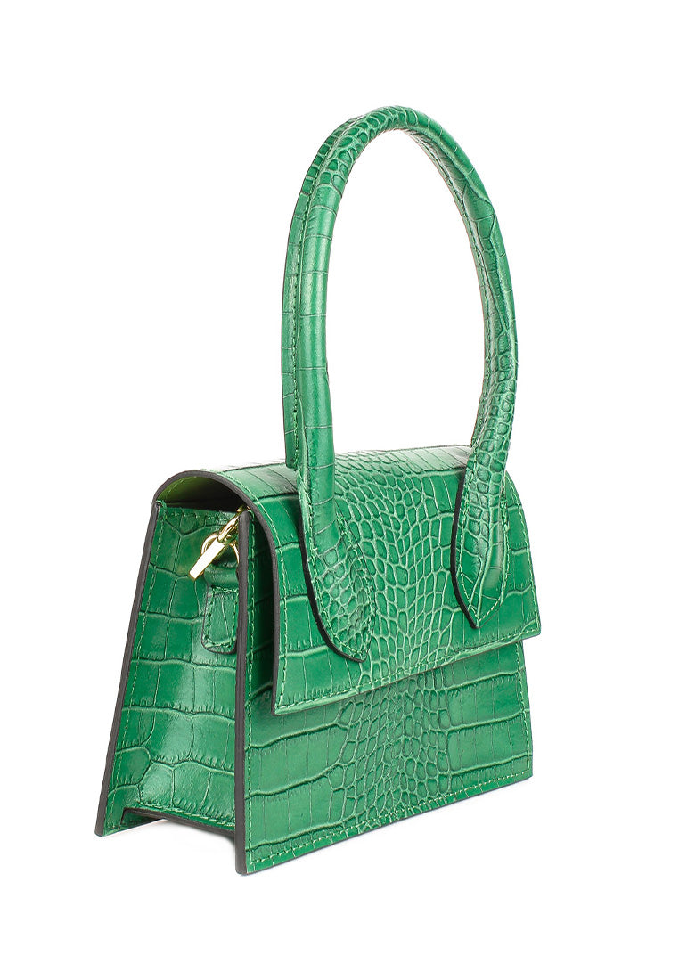Bolso de mano de piel italiana Verde 2908-08-36