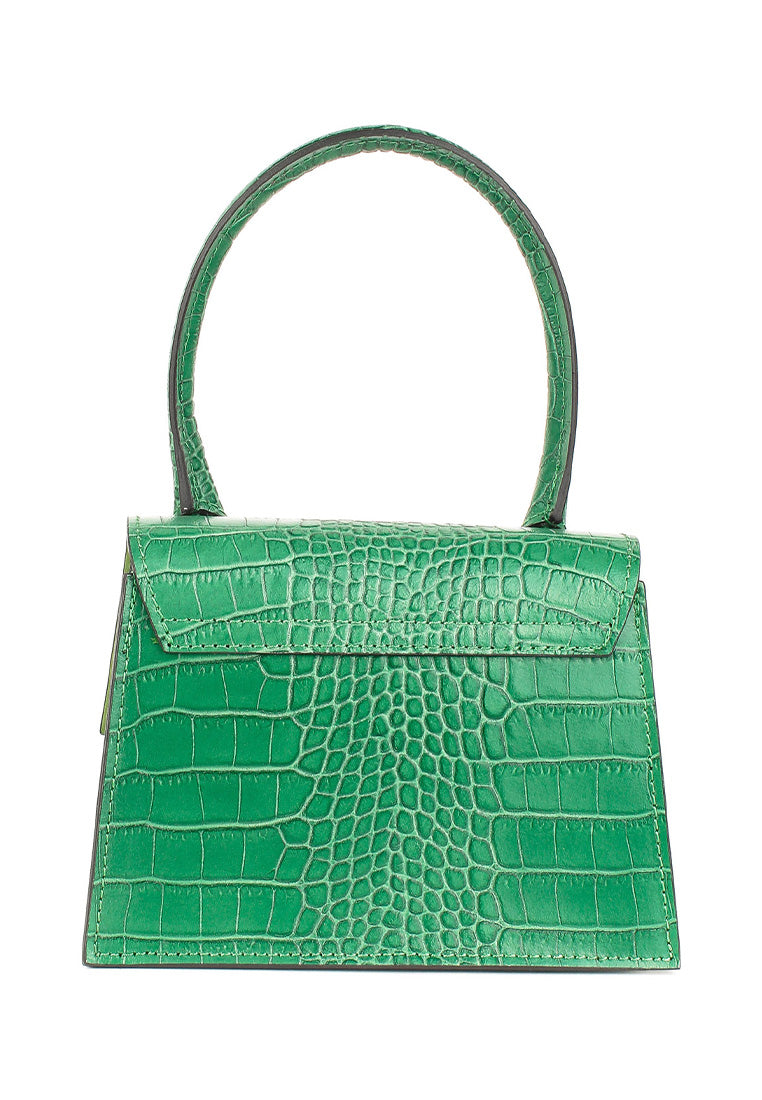 Bolso de mano de piel italiana Verde 2908-08-36