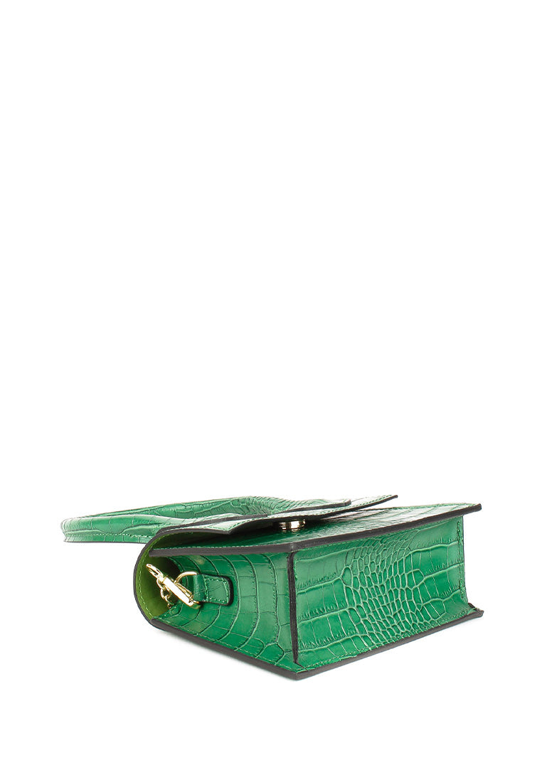 Bolso de mano de piel italiana Verde 2908-08-36