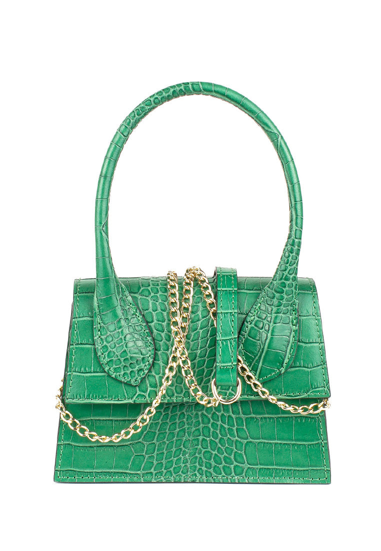 Bolso de mano de piel italiana Verde 2908-08-36
