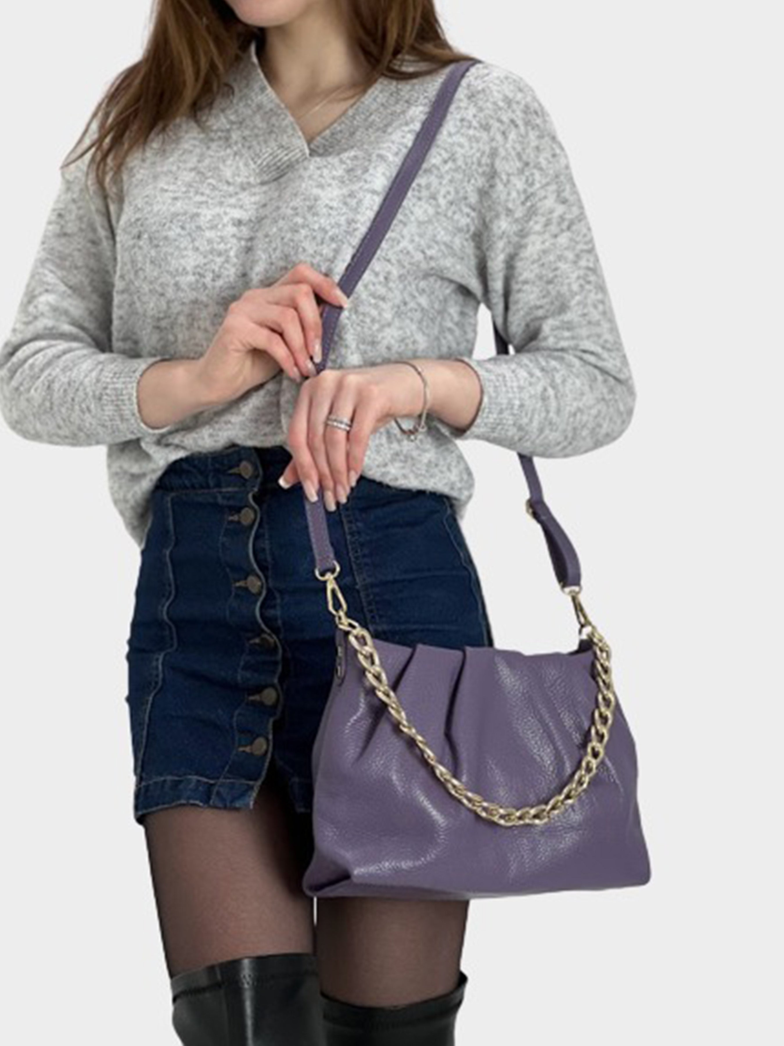 Bandolera de piel italiana Morado 7608-14-32